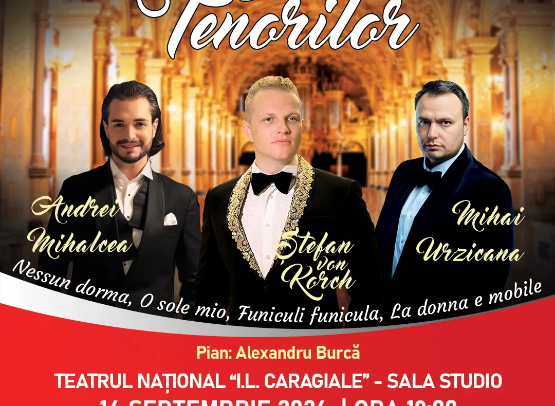 Ediţia 2026 a „DUELULUI TENORILOR”, cu ŞTEFAN von KORCH şi invitaţii,-  pe 14 septembrie la Teatrul Naţional – Sala Studio, în deschiderea stagiunii Musical Extravaganza